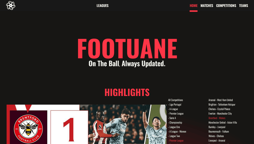 Footuane, A Football Data Web App